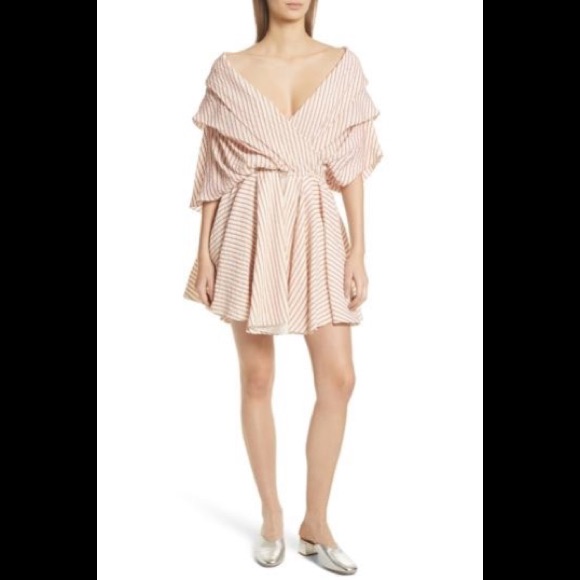 Caroline Costas “Marchella” Stripe Fit Flare Dress